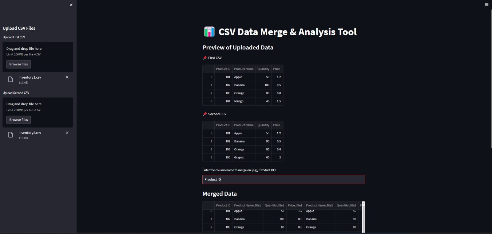 CSV Data Merge Tool